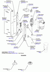 Diagram Diagram and Parts List for HMD300-UK-A  Hamilton Beach Drink Mixer